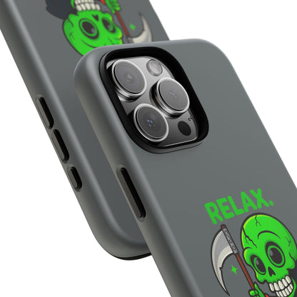 Phone Case — 'Relax. I Only Reap on Weekdays.' Cute Green Grim Reaper Protective Cover