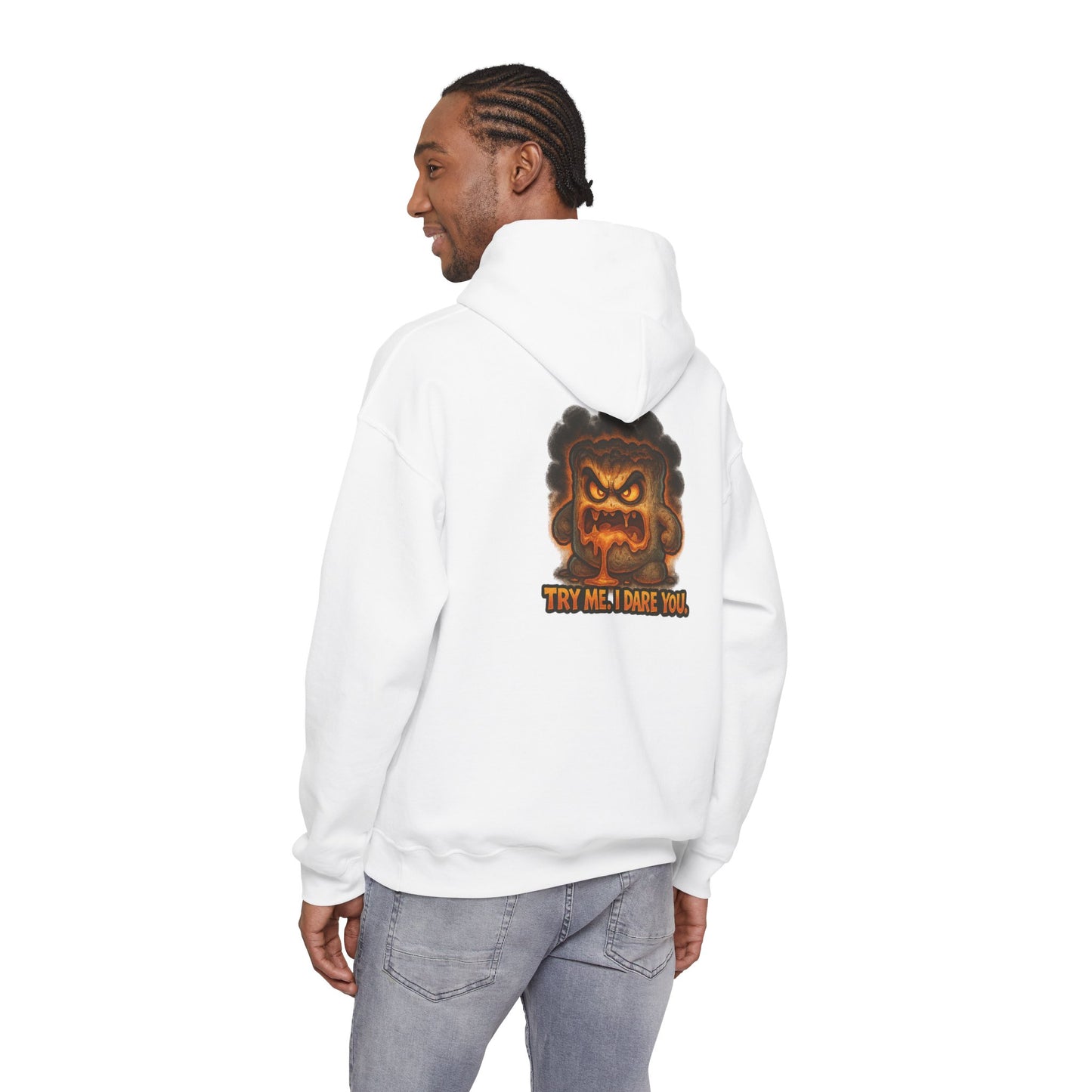 Angry Marshmallow Hoodie - "Try Me I Dare You" Graphic Hooded Sweatshirt