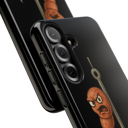 Angry Worm on Hook Phone Case – Funny Fishing Humor Protective Cover