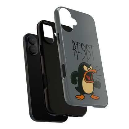 Resist Angry Penguin Phone Case — Protective iPhone Case with Bold Cartoon Design