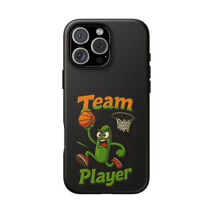 Team Player Basketball Phone Case — Cute Cartoon Pickle Dunk Phone Cover