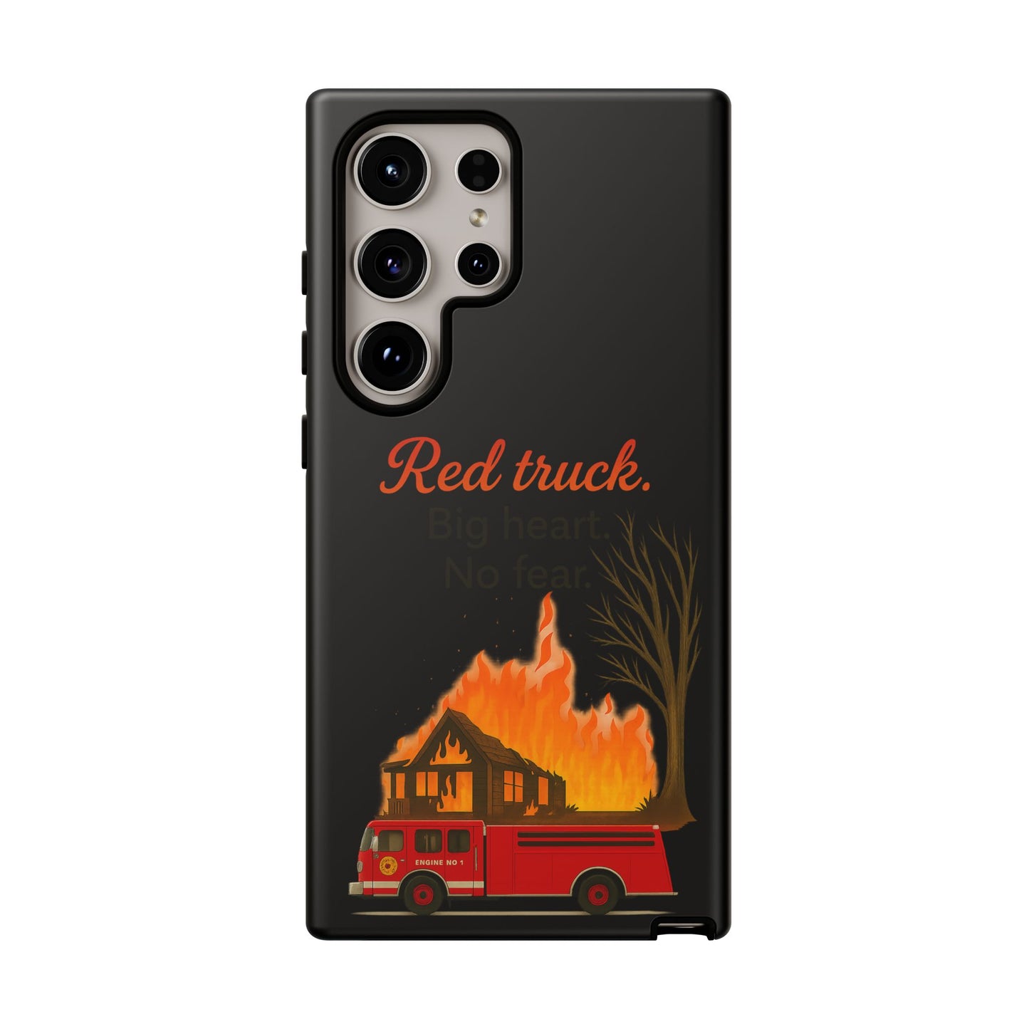 Phone Case — 'Red truck' Fire Truck Design, Vintage Firefighter Gift