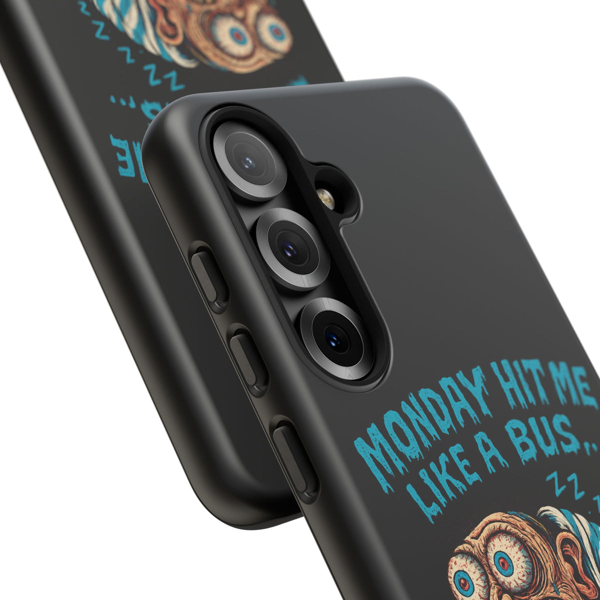 Phone Case — "Monday Hit Me Like a Bus... Then Reversed" Funny Grotesque Zombie Design