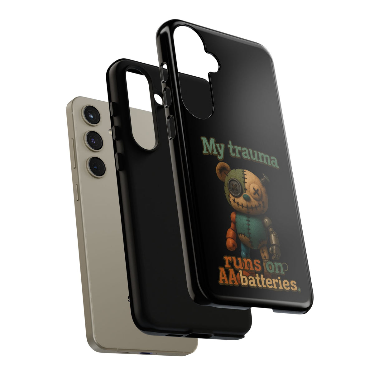 Phone Case — 'My Trauma Runs on AA Batteries' Creepy Voodoo Teddy Protective Cover