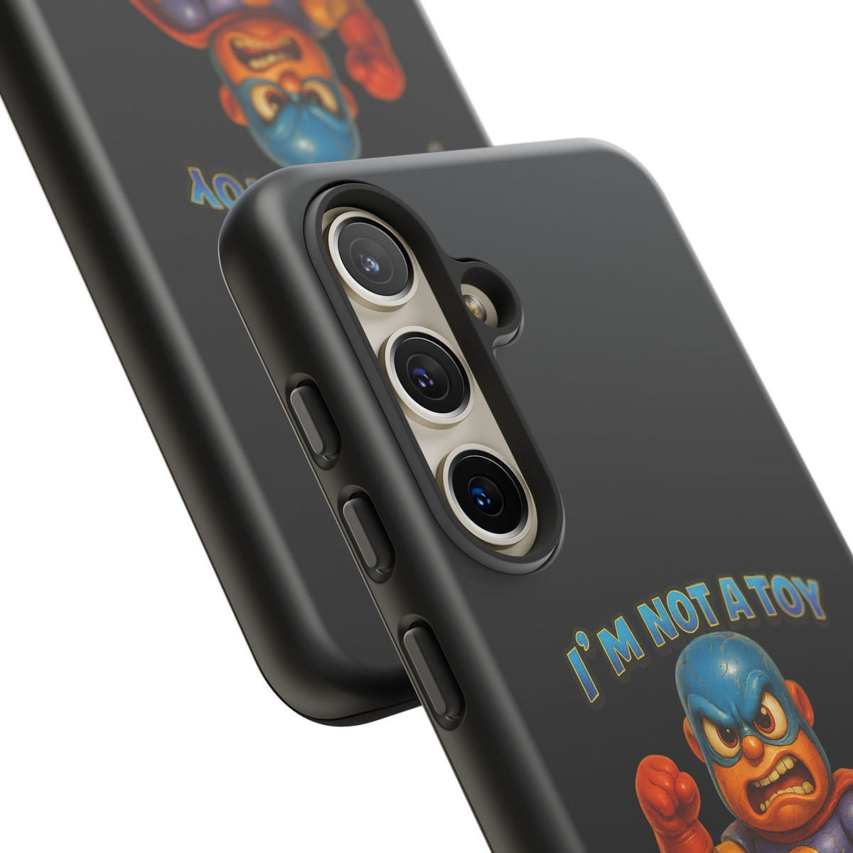 Phone Case — "I'm Not a Toy, I'm a Weaponized Tantrum" Cartoon Superhero Design