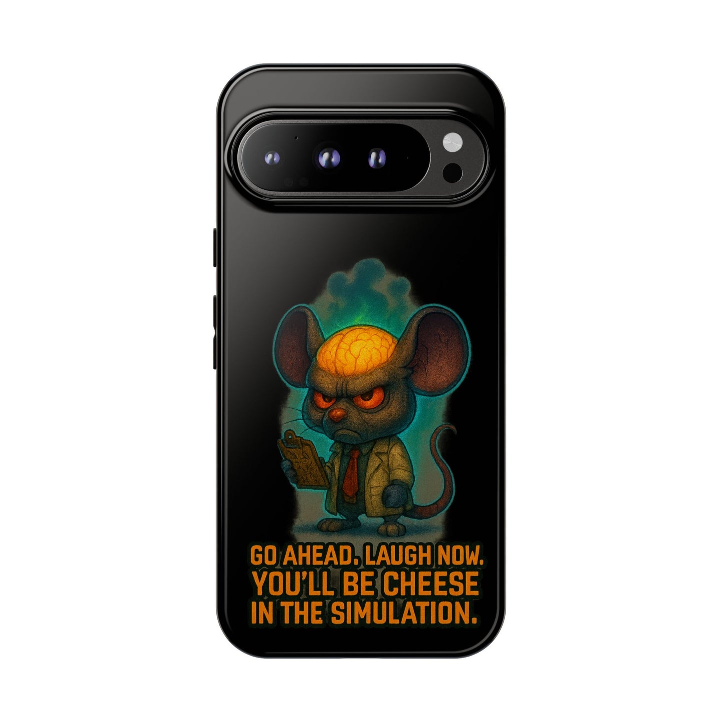 Phone Case — 'You'll Be Cheese in the Simulation' Angry Detective Mouse Graphic