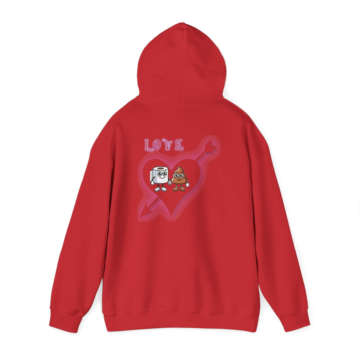 Cute Toilet Paper & Poop Heart Hoodie — Funny Bathroom Couple Graphic Sweatshirt