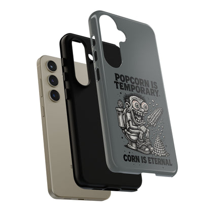 Phone Case — "Popcorn Is Temporary, Corn Is Eternal" Retro Zombie Corn Design