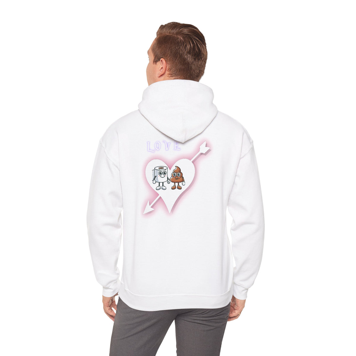 Cute Toilet Paper & Poop Heart Hoodie — Funny Bathroom Couple Graphic Sweatshirt