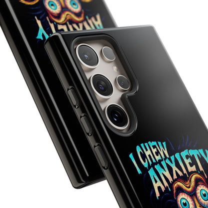 Phone Case — "I Chew Anxiety Like Bubblegum" Retro Monster Design