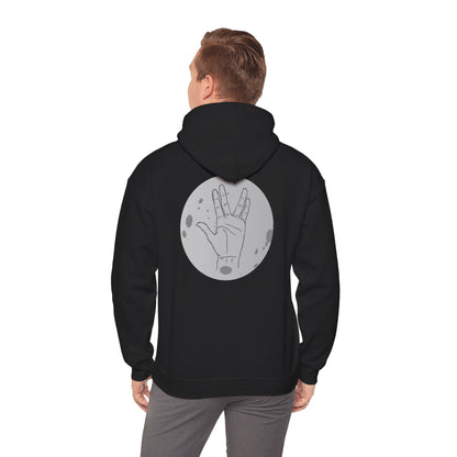 Vulcan Salute Hoodie — Retro Space Hand Graphic Pullover
