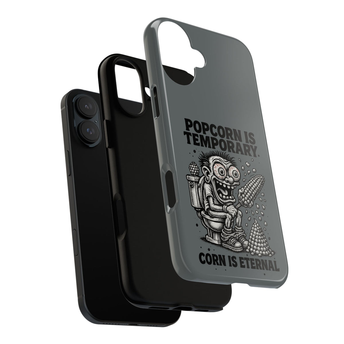 Phone Case — "Popcorn Is Temporary, Corn Is Eternal" Retro Zombie Corn Design
