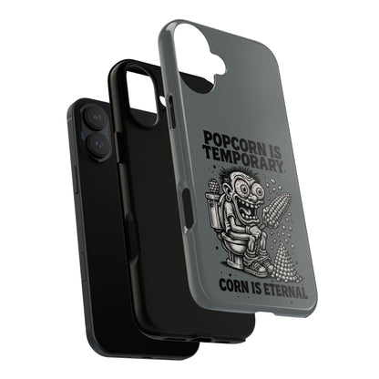 Phone Case — "Popcorn Is Temporary, Corn Is Eternal" Retro Zombie Corn Design