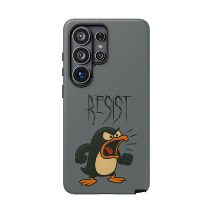 Resist Angry Penguin Phone Case — Protective iPhone Case with Bold Cartoon Design