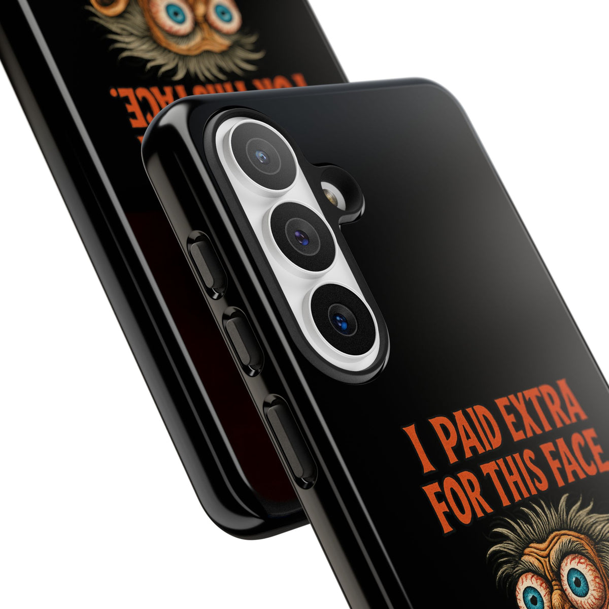 Funny ‘I Paid Extra For This Face’ Phone Case — Retro Horror Cartoon Design
