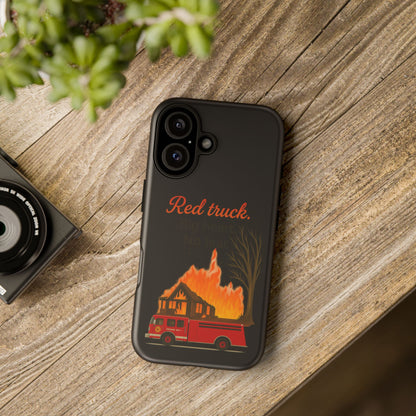 Phone Case — 'Red truck' Fire Truck Design, Vintage Firefighter Gift