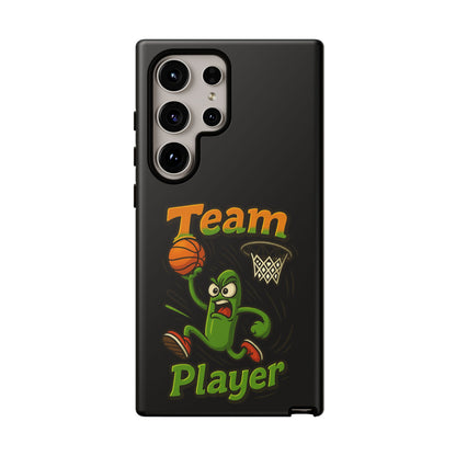 Team Player Basketball Phone Case — Cute Cartoon Pickle Dunk Phone Cover