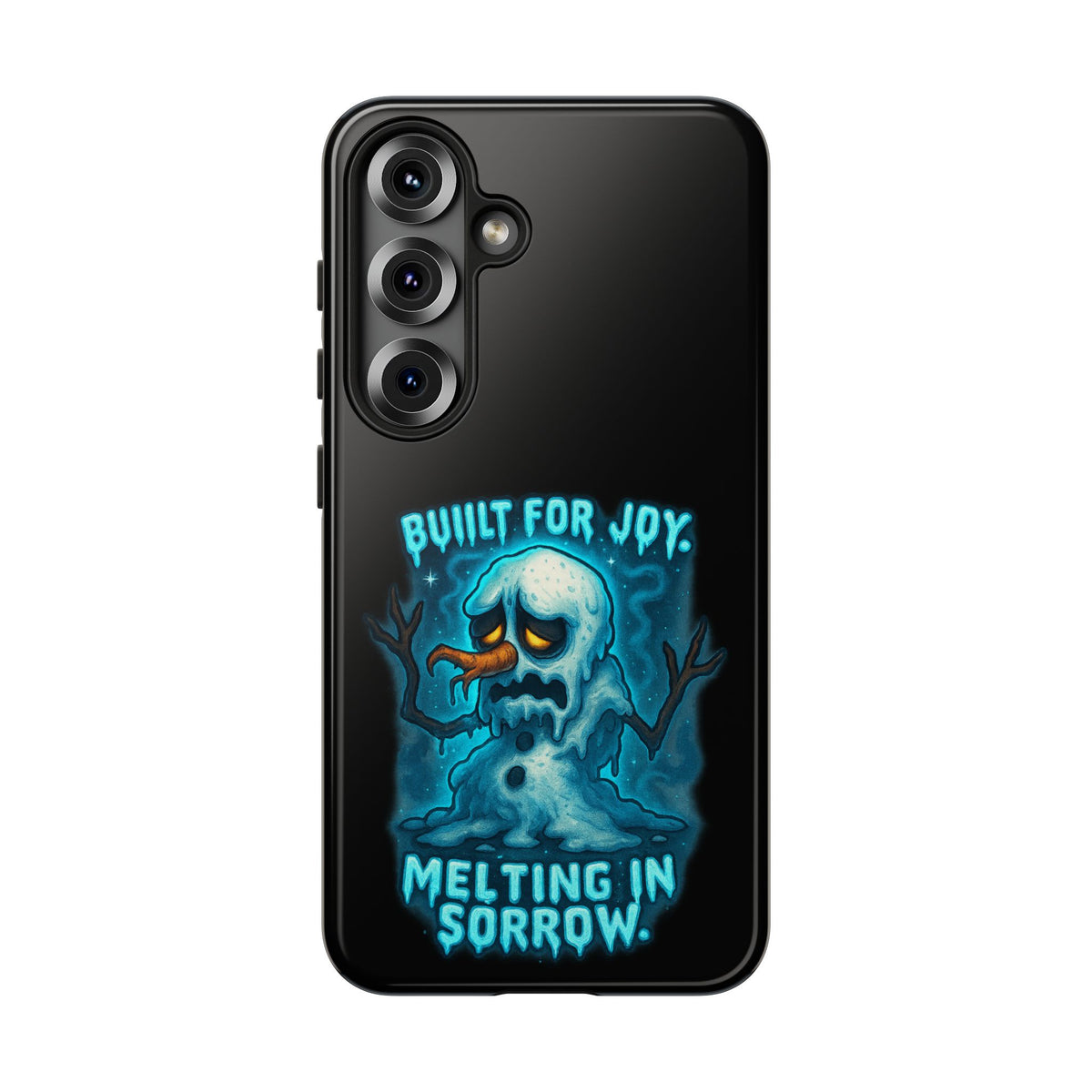 Phone Case — 'Built for Joy, Melting in Sorrow' Blue Melting Snowman Protective Case