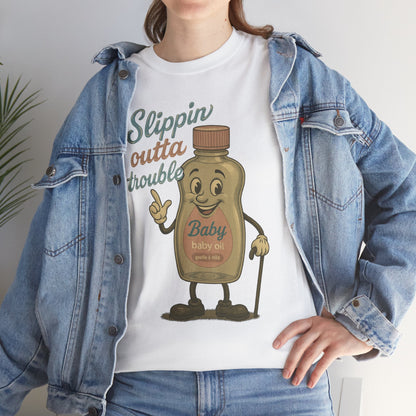 Slippin' Outta Trouble – Vintage Baby Oil Cartoon Tee