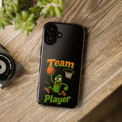Team Player Basketball Phone Case — Cute Cartoon Pickle Dunk Phone Cover