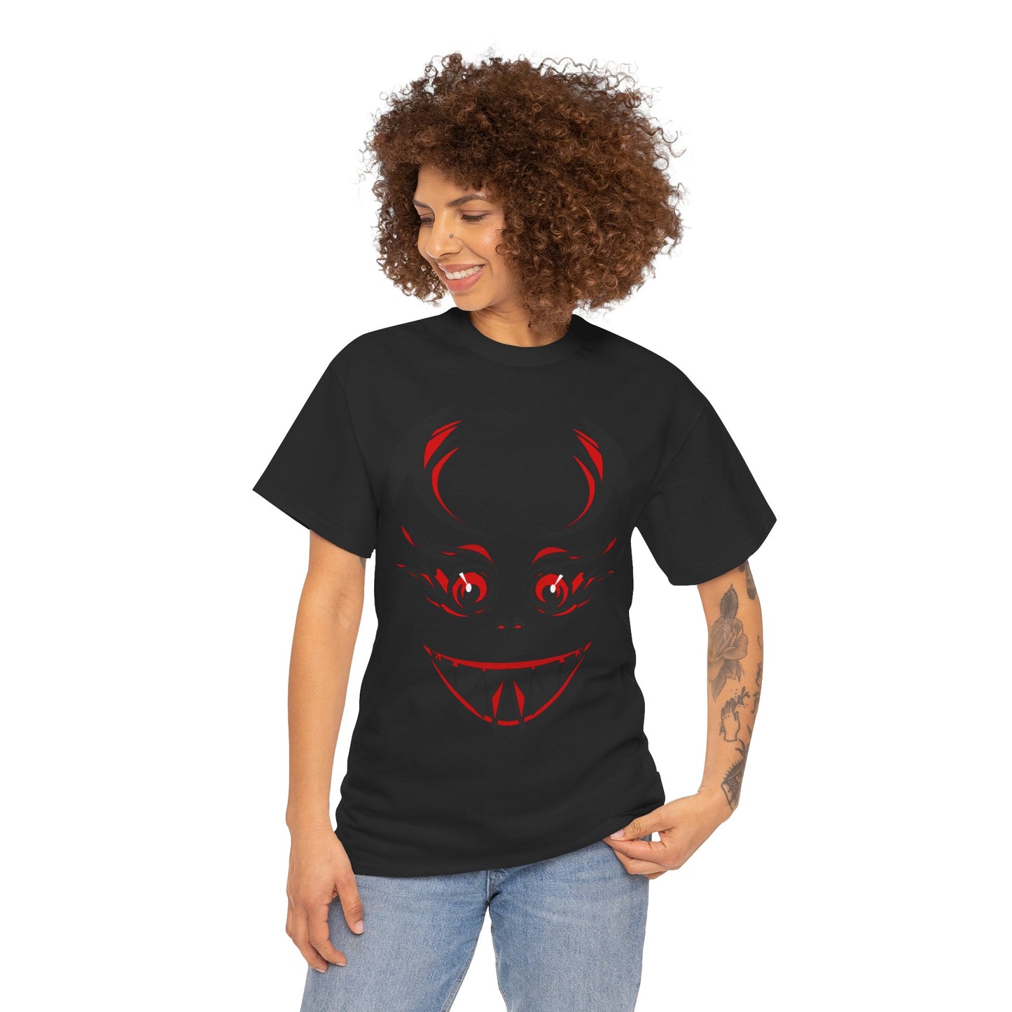 Creepy Grinning Demon Face T-Shirt | Halloween Horror Tee