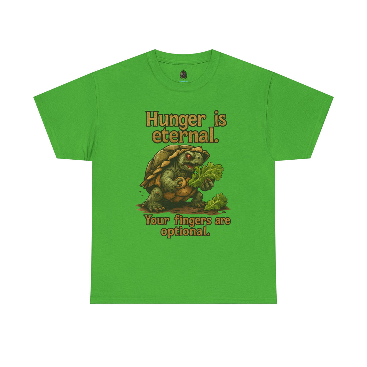 Hunger Is Eternal turtle graphic tee | Funny monster eating carrots T-Shirt