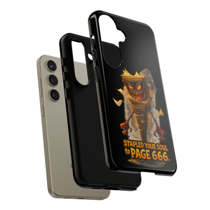 Phone Case — Halloween Mummy Creature “Stapled Your Soul to Page 666” Horror Design