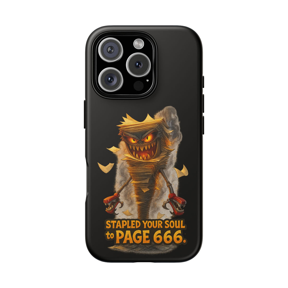 Phone Case — Halloween Mummy Creature “Stapled Your Soul to Page 666” Horror Design