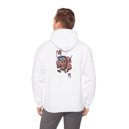 Patriotic Monster Hoodie - Funny USA Flag Character Back Graphic