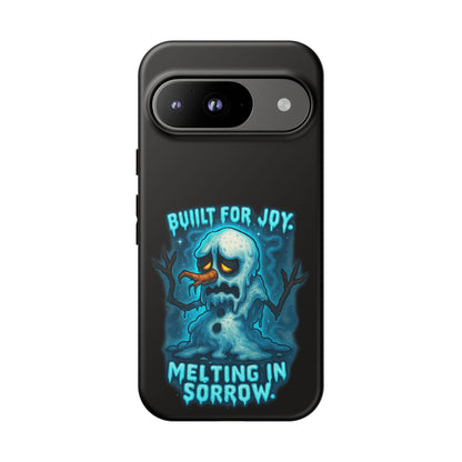 Phone Case — 'Built for Joy, Melting in Sorrow' Blue Melting Snowman Protective Case
