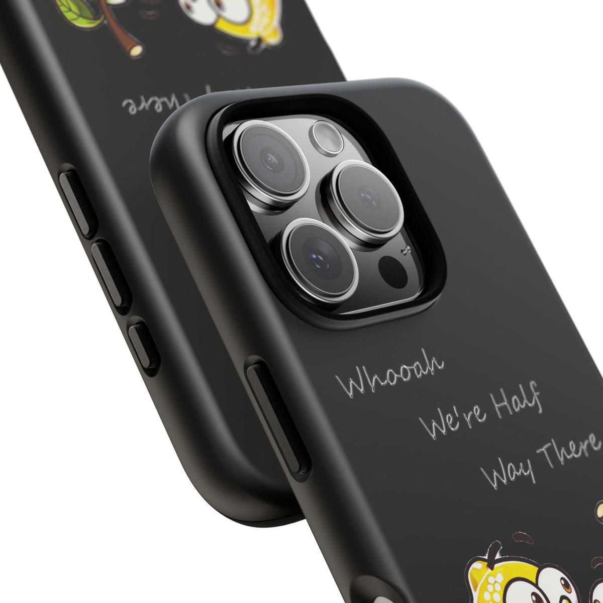 Phone Case - Playful Pear & Lemon Illustration with “Whooah We're Half Way There”