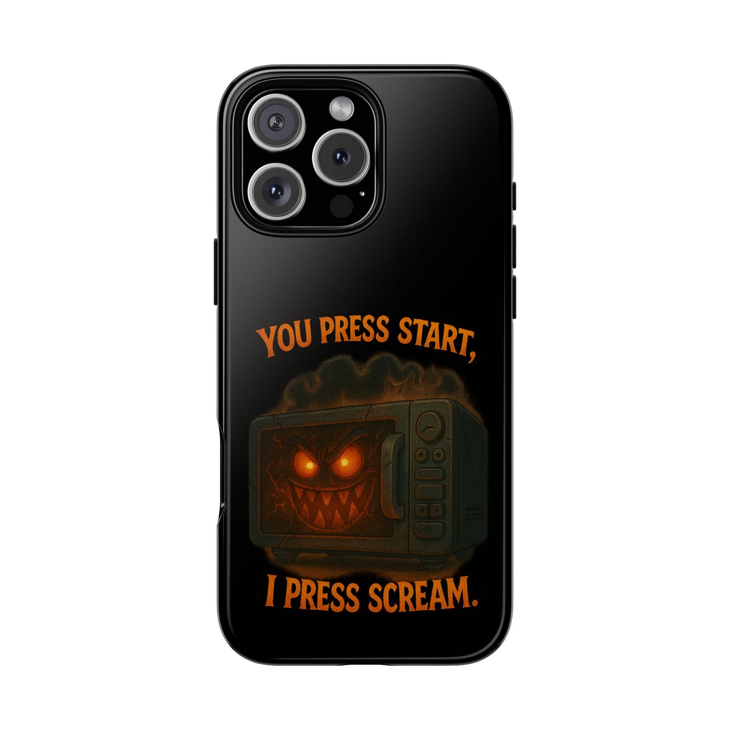 Phone Case — "You Press Start, I Press Scream" Spooky Retro Game Controller Design