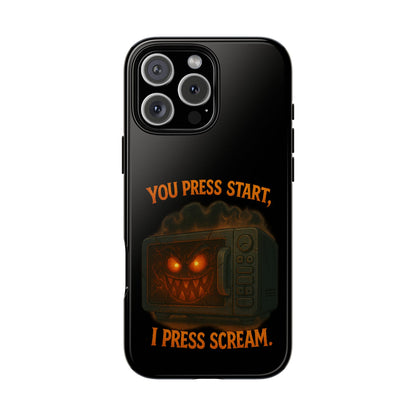 Phone Case — "You Press Start, I Press Scream" Spooky Retro Game Controller Design