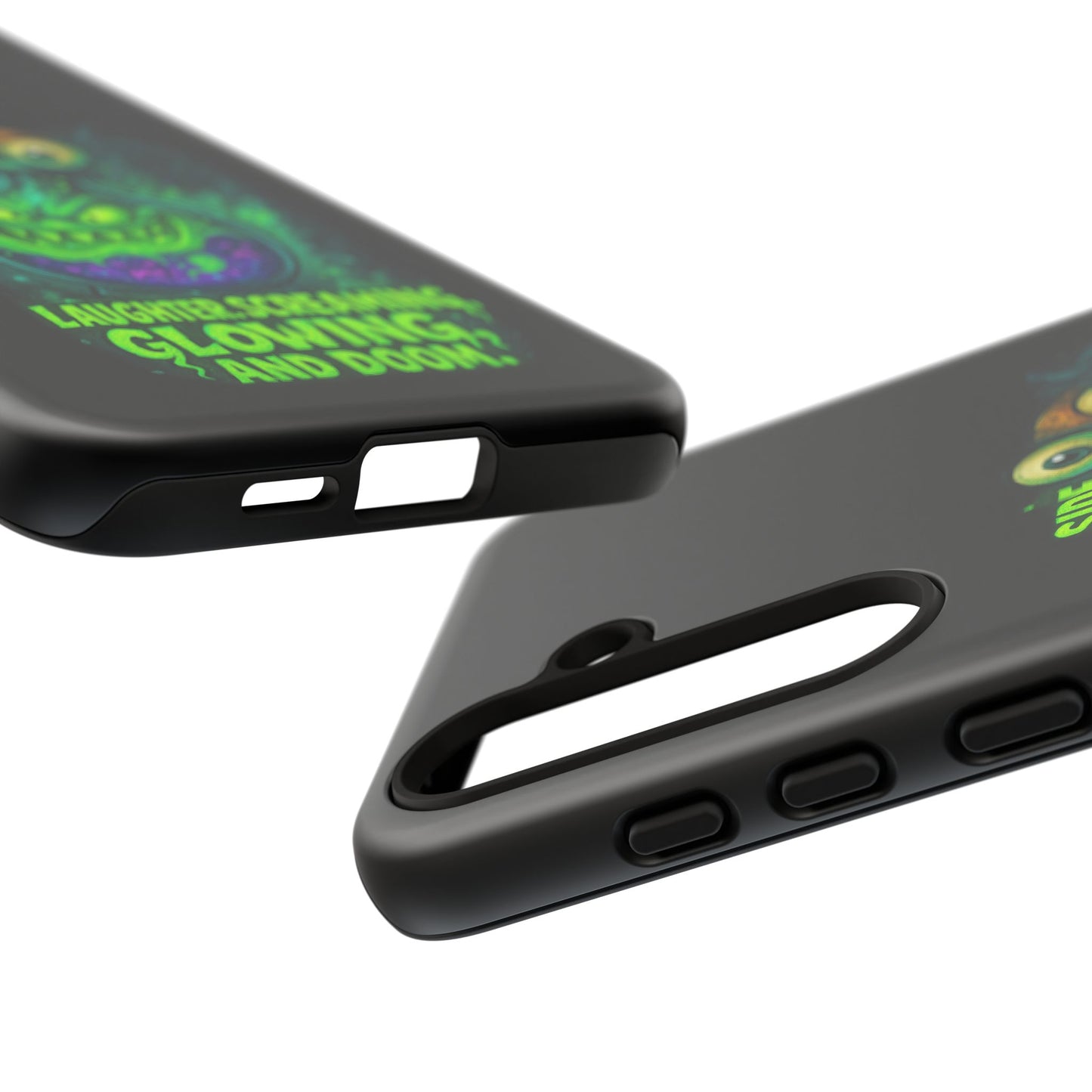 Phone Case — 'Side Effects May Include Laughter, Screaming, Glowing, and Doom' Neon Monster