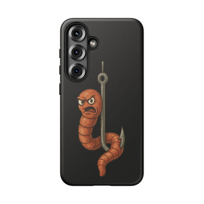 Angry Worm on Hook Phone Case – Funny Fishing Humor Protective Cover