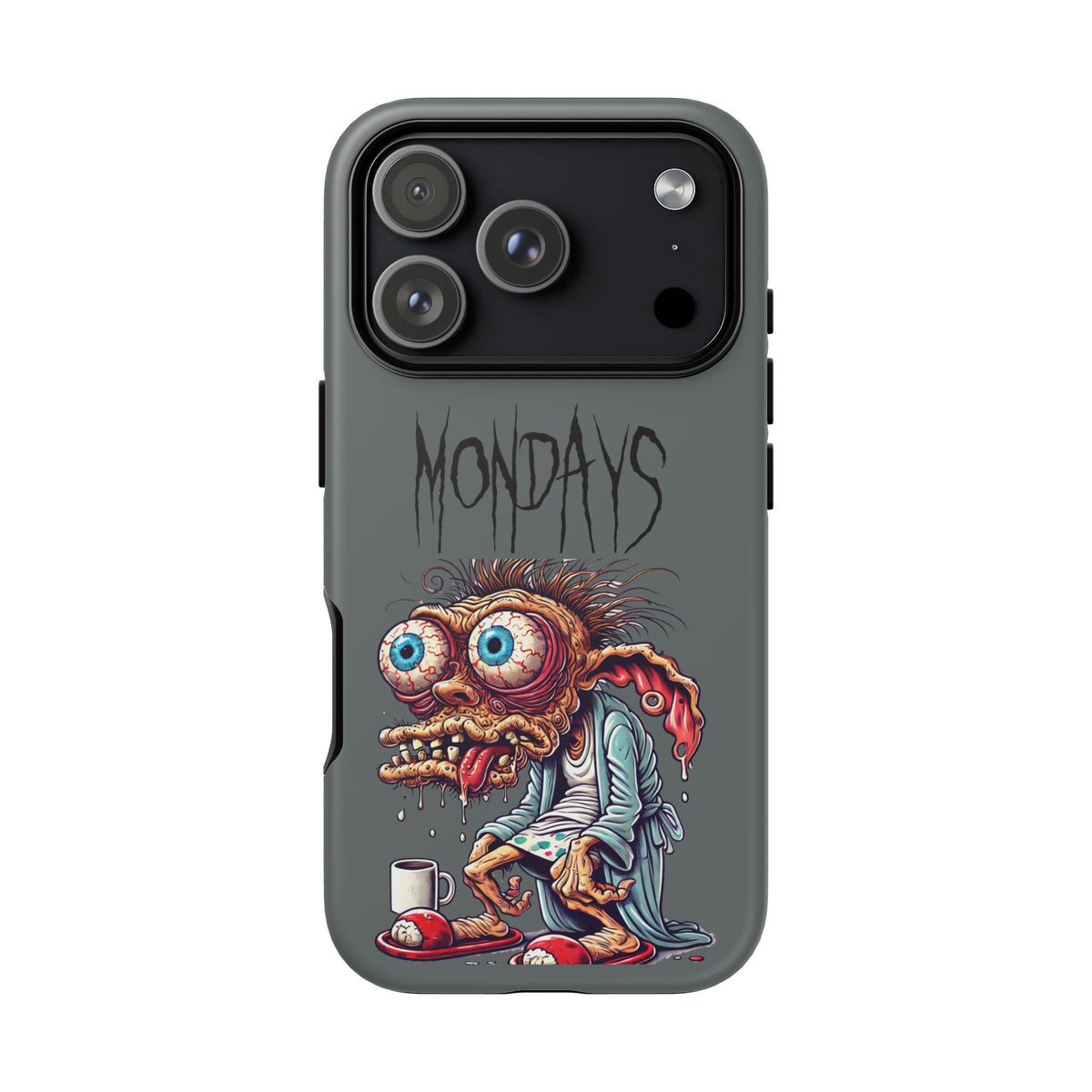 Mondays Zombie Character Phone Case – Funny Groggy Coffee Phone Cover