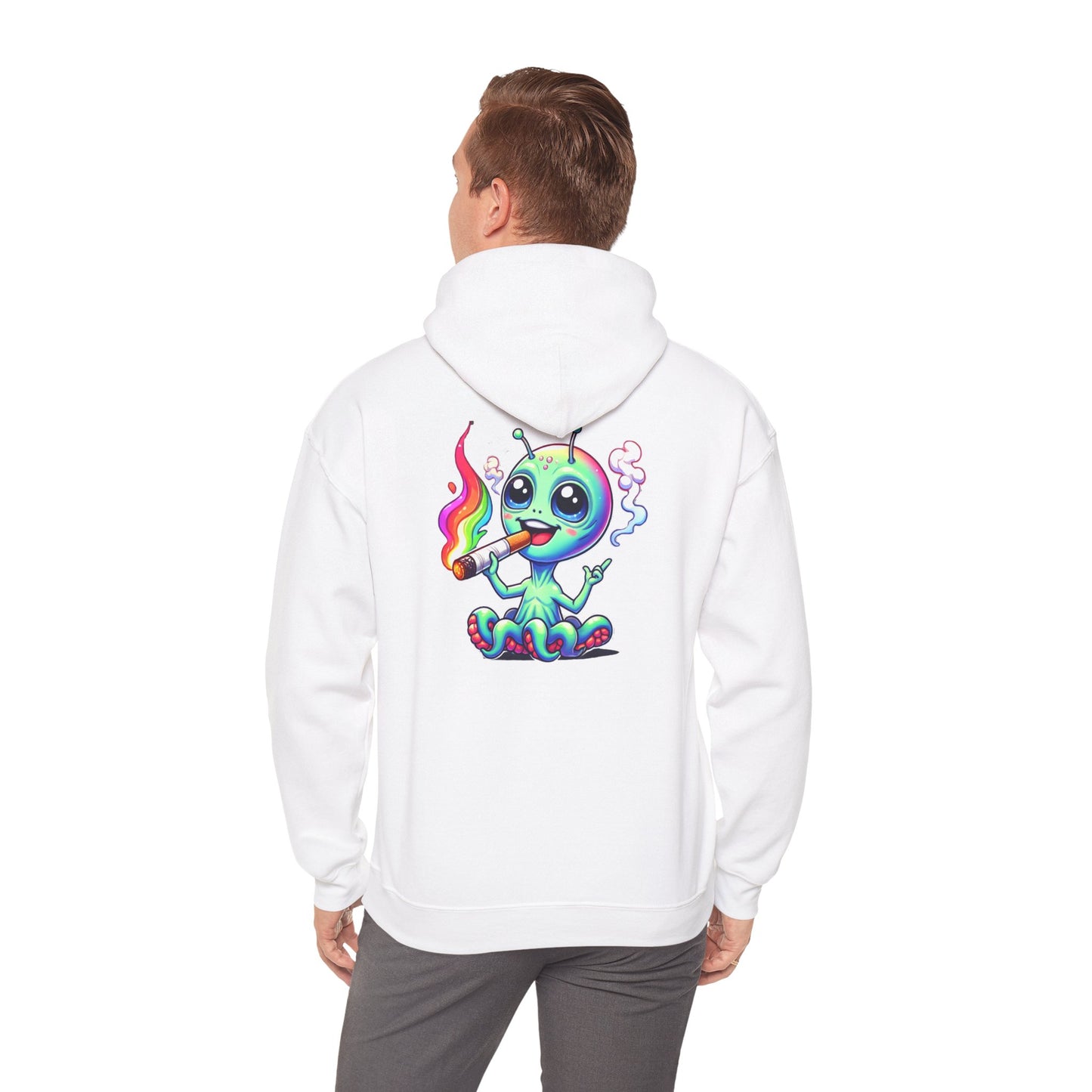 Alien Octopus Hoodie — Cute Rainbow-Smoking Space Creature Sweatshirt