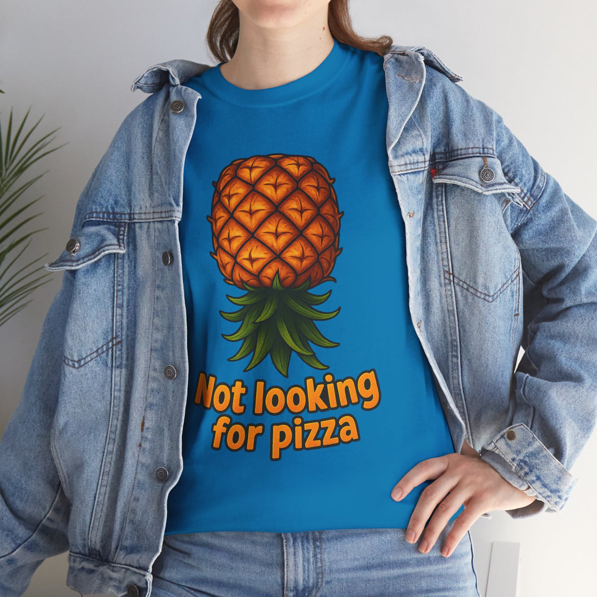 Pineapple Illustration Not Looking for Pizza T-Shirt | Funny Fruit Tee