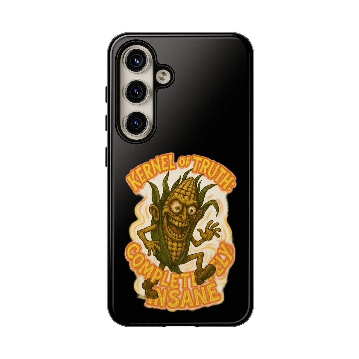 Corny Horror Phone Case - “Kernel of Truth, Completely Insane” Retro Corn Monster