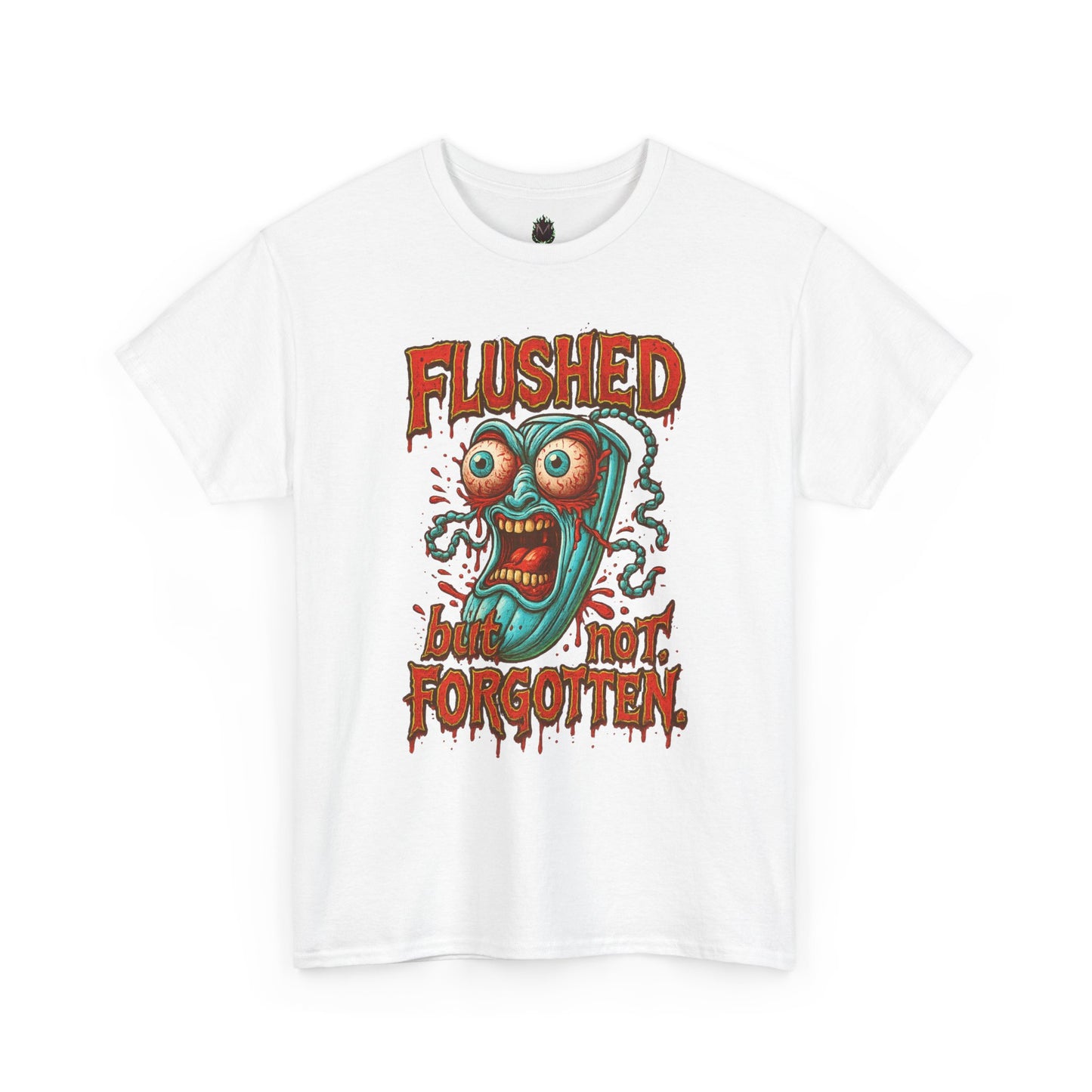 Flushed But Not Forgotten – Blood Red Letter Horror Tee