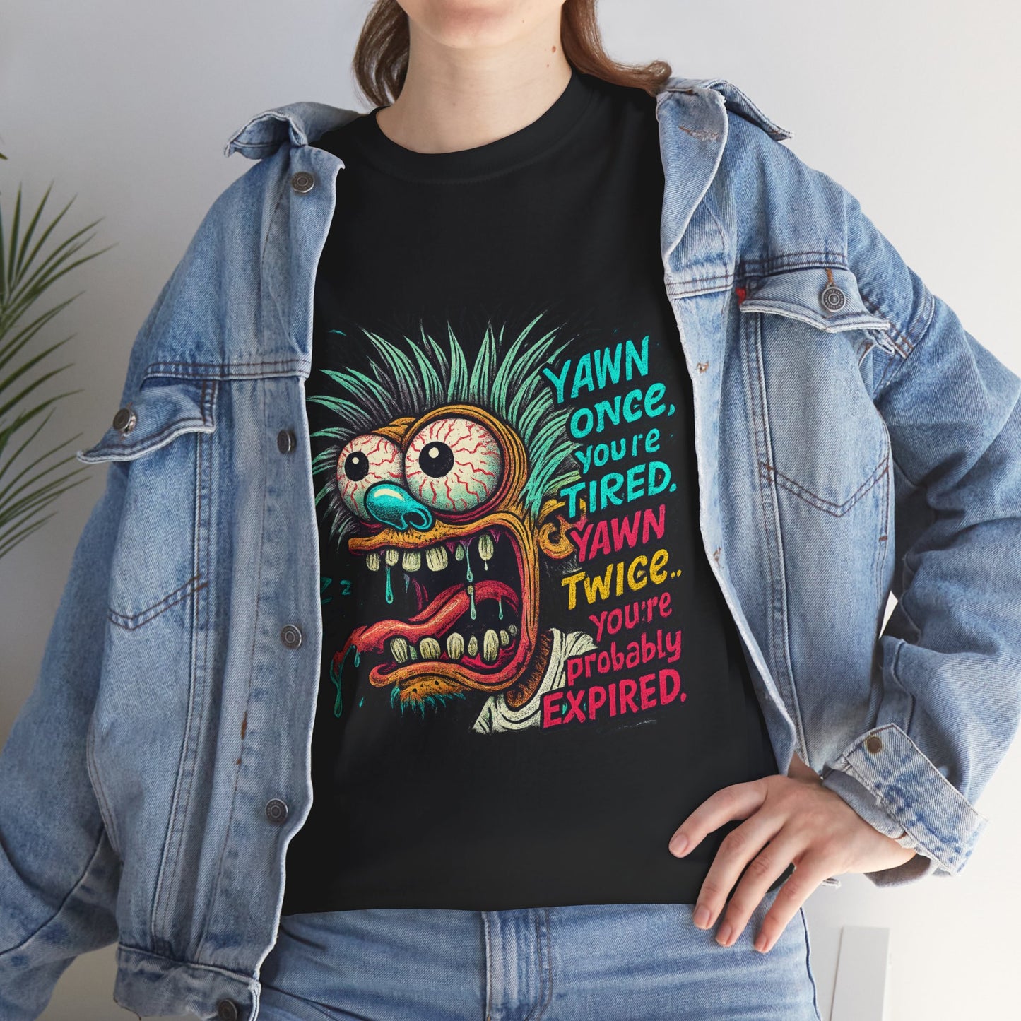 Grotesque Yawning Monster T-Shirt | Cartoon Creepy Illustration