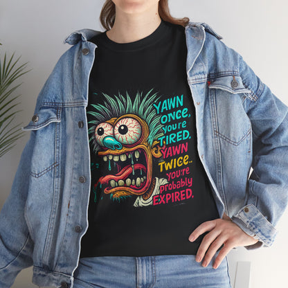 Grotesque Yawning Monster T-Shirt | Cartoon Creepy Illustration