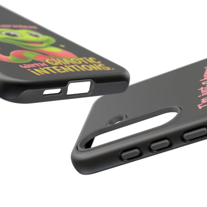 Phone Case — “I’m Just a Harmless Lil Worm… With Chaotic Intentions” Cute Cartoon Worm Design