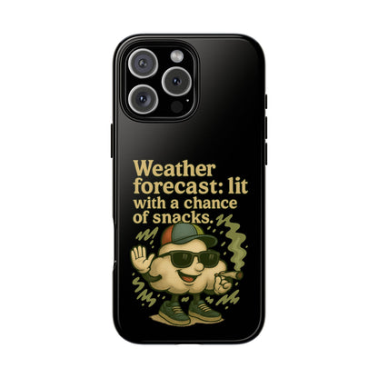 Phone Case — "Weather Forecast: Lit with a Chance of Snacks" Retro Graphic