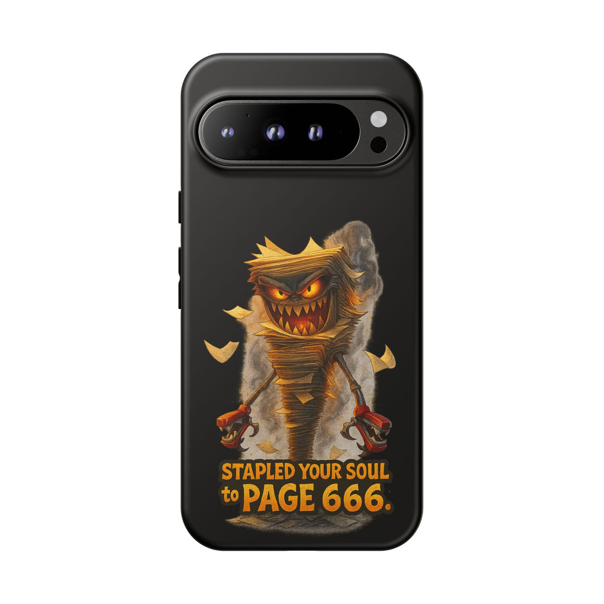 Phone Case — Halloween Mummy Creature “Stapled Your Soul to Page 666” Horror Design