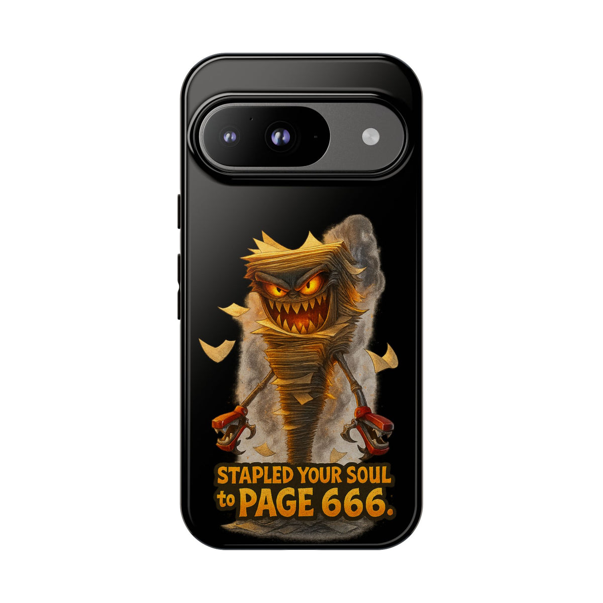 Phone Case — Halloween Mummy Creature “Stapled Your Soul to Page 666” Horror Design