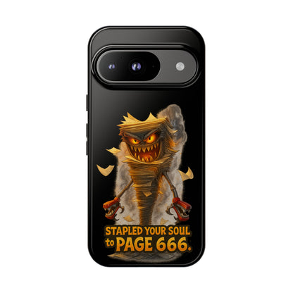 Phone Case — Halloween Mummy Creature “Stapled Your Soul to Page 666” Horror Design