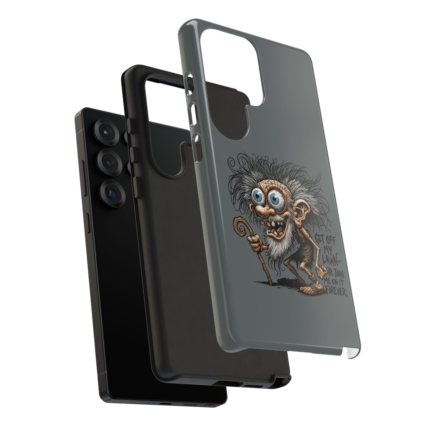 Phone Case — Funny Grumpy Troll Design: “Get Off My Lawn” Protective Cover