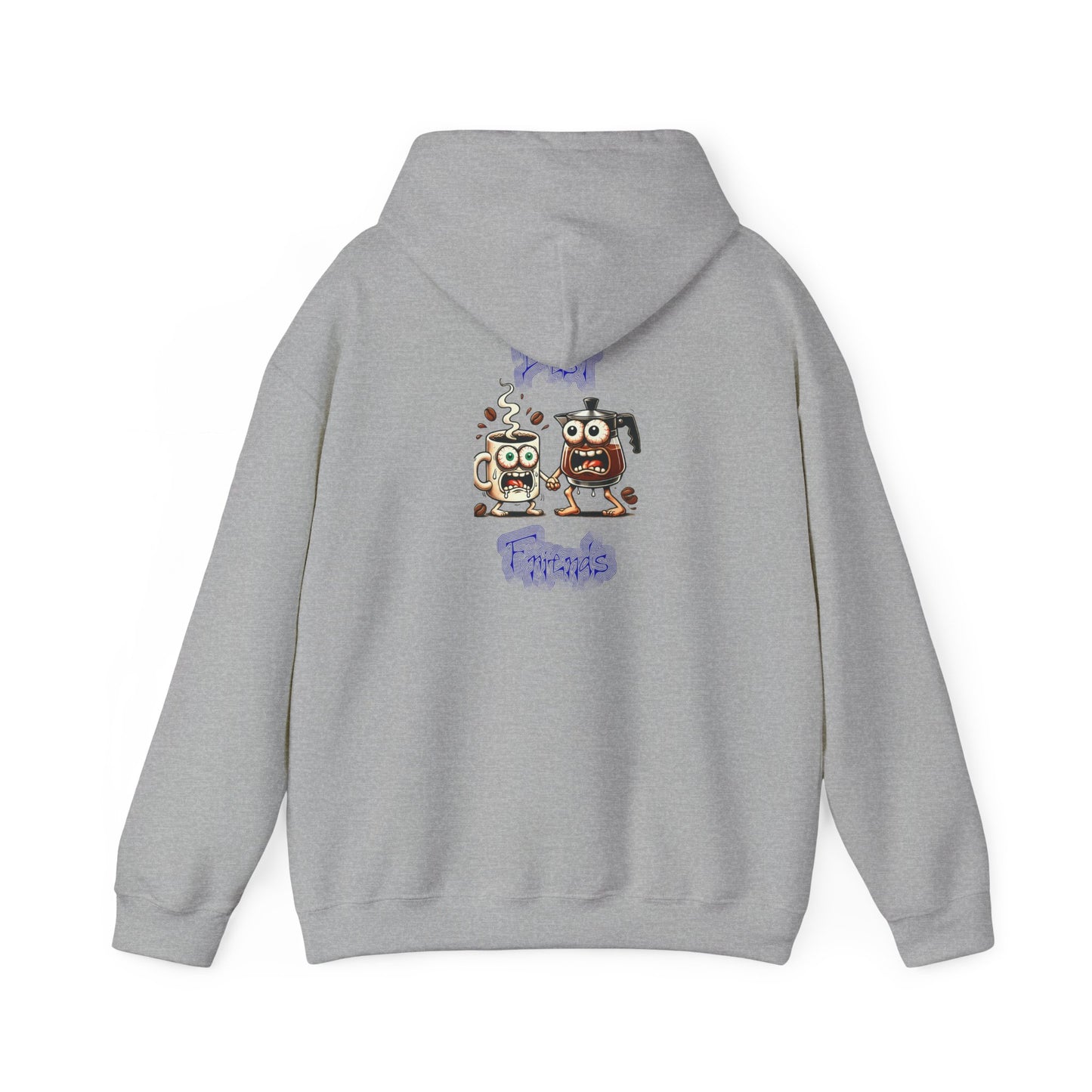 Coffee & Coffee Pot Friends Graphic Hoodie — Cute Cartoon Coffee & Coffee Pot "Best Friends" Pullover