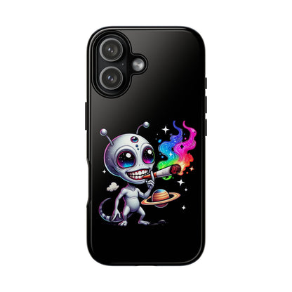 Alien Smoking Rainbow Galaxy Phone Case — Cute Cosmic Art Tough Case